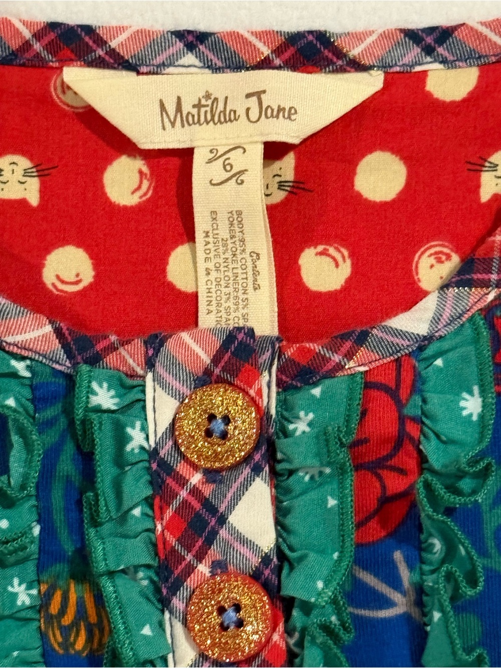 Matilda Jane Blue Long-Sleeve Floral Tunic with Red Roses & Green Trim - Picture 2 of 3